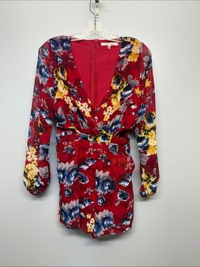 The Hanger Red Floral Print Romper